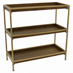 Plutus PBTH92077 Metalwood Plant Stand In Gold Metal