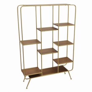 Plutus PBTH92967 Metalwood Shelf - Gold In Gold Metal