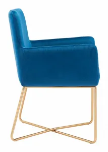 Zuo 101146 Honoria Arm Chair Blue  Gold