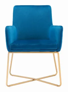 Zuo 101146 Honoria Arm Chair Blue  Gold