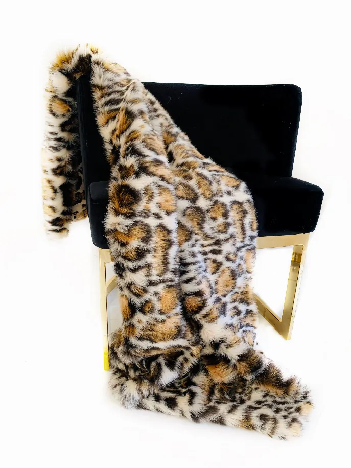 Plutus PBDT1609-96x110T Plutus Brown  Tiger Faux Fur Luxury Throw Blan