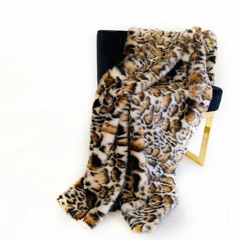 Plutus PBDT1609-96x110T Plutus Brown  Tiger Faux Fur Luxury Throw Blan