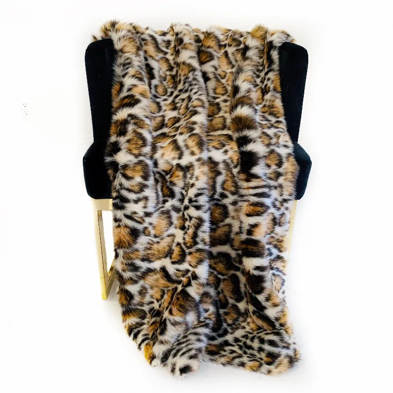 Plutus PBDT1609-96x110T Plutus Brown  Tiger Faux Fur Luxury Throw Blan