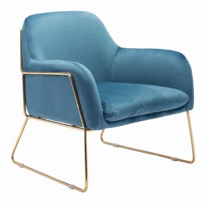 Zuo 101114 Nadir Arm Chair Blue  Gold