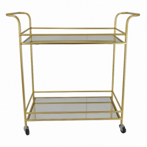 Plutus PBTH93271 Metal Mirrored Plant Stand In Gold Metal