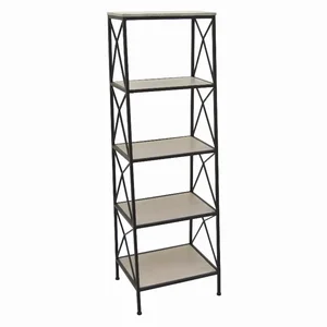 Plutus Brands Modern Black Metal Plant Stand with Wooden