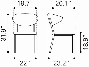 Zuo 100764 Pontus Dining Chair (set Of 2) Charcoal Gray