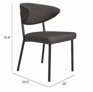 Zuo 100764 Pontus Dining Chair (set Of 2) Charcoal Gray