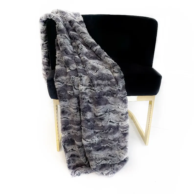 Plutus PBSF1523-80x110T Plutus Metal Wild Rabbit Faux Fur Luxury Throw