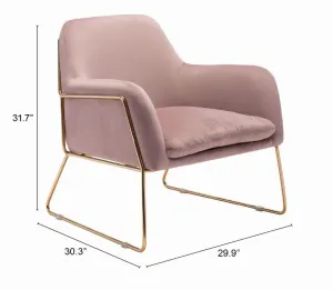 Zuo 101113 Nadir Arm Chair Pink  Gold