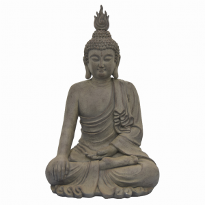 Plutus PBTH93558 Garden Buddha Figurine In Gray Resin