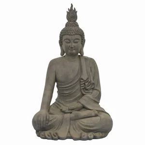 Plutus Brands Elegant Gray Resin Buddha Garden Statue
