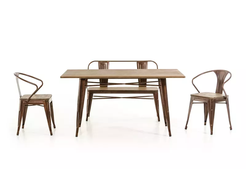 Homeroots.co 282882 30 Steel And Wood Dining Table