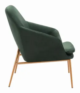 Zuo 101149 Debonair Arm Chair Green  Gold