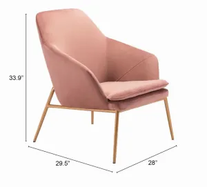 Zuo 101148 Debonair Arm Chair Pink  Gold