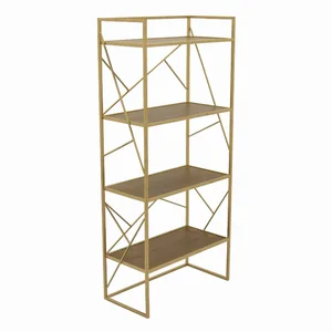 Plutus Brands Elegant Wood and Metal Plant Stand in Brown