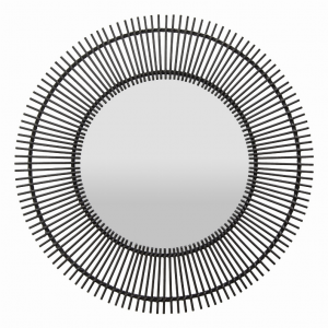 Plutus PBTH94806 Rattan Wall  Mirror In Black Natural Fiber