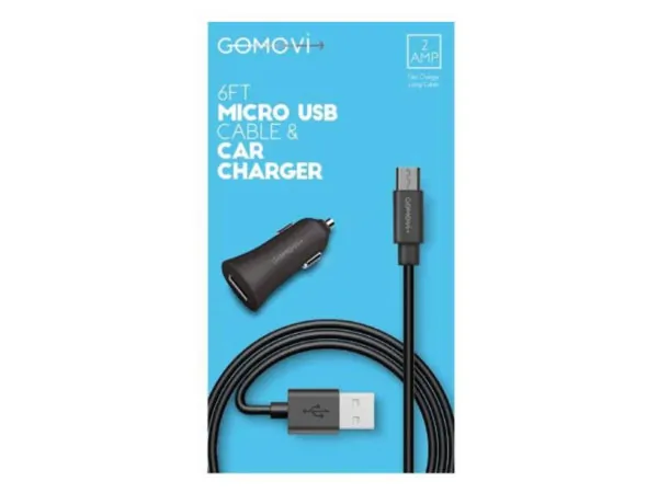 Bulk CA766 Gomovi 2.1 Amp Car Charger And 6 Foot Micro Usb Cable