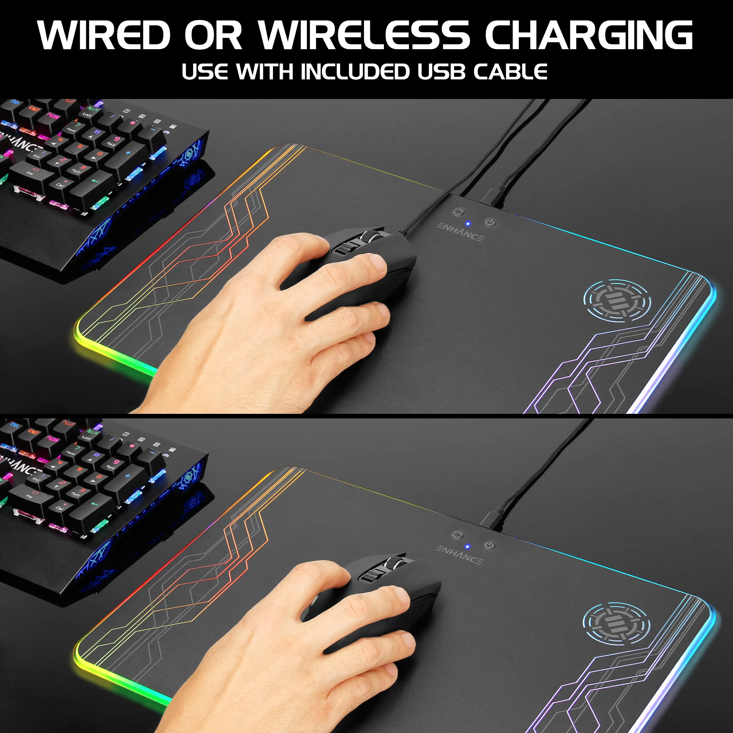 Generic ENPU1LR500BKWS Wireless Charging Led Mouse Pad  Mouse