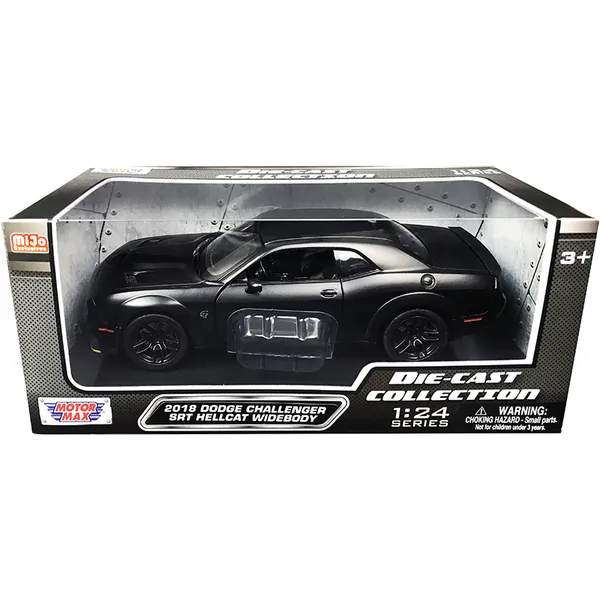 Motormax 79350mtbk 2018 Dodge Challenger Srt Hellcat Widebody Matt Bla