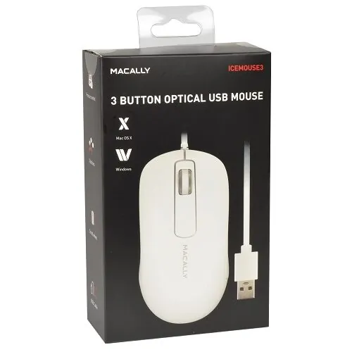 Macally ICEMOUSE3 New  3-button Optical Usb Wired Computer Mouse With 