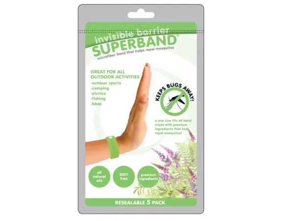 Bulk BJ483 5 Pack Green Bug Eliminator Bracelet