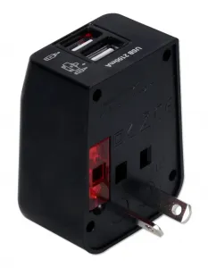 Qvs PA-C4BK Premium World Travel Power Adaptor With Surge Protection  