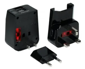 Qvs PA-C4BK Premium World Travel Power Adaptor With Surge Protection  