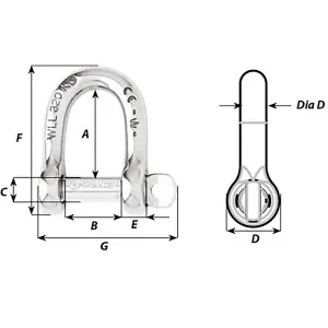 Wichard 01205 Wichard Self-locking D Shackle - Diameter 10mm - 1332