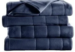 Sunbeam 2152734 King Size Electric Fleece Heated Blanket In Blue With 