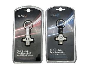 Bulk DA333 Itech361 3 In 1 Keychain Synch And Charge Cable With Micro 