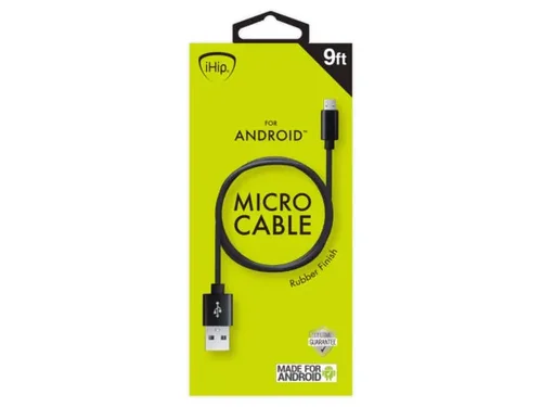 DA346 | Bulk Buys IHIP 9ft Black Micro USB Charging Cable