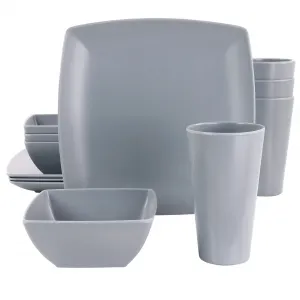 Gibson 97563.12 Home 12 Piece Grayson Melamine Square Dinnerware Set I