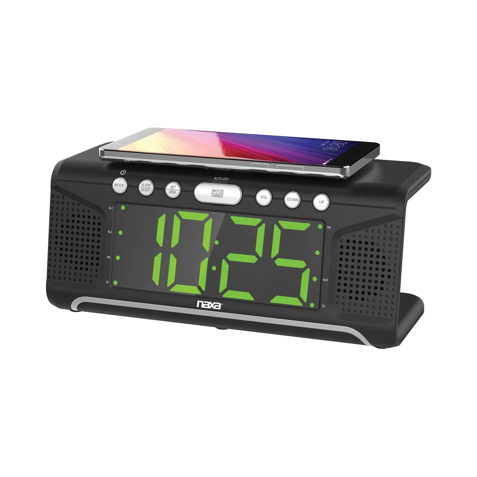 Naxa RA48982 Dual Alarm Clock With Qi Wireless Charging Function