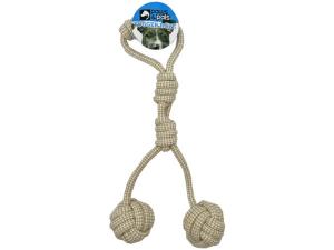 Bulk DI746 Pet Rope Toy With Two Knots And Handle In Beige