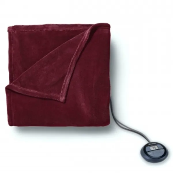 Sunbeam 2152508 Twin Electric Heated Microplush Blanket In Garnet With