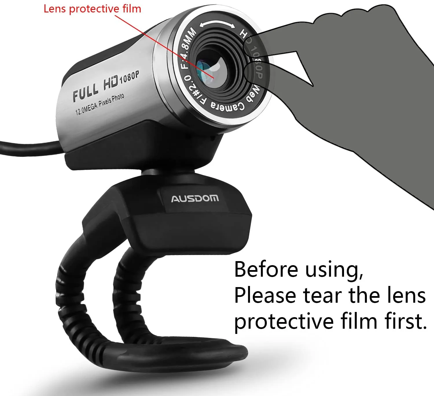 Ausdom AW615 Full Hd 1080p Wide Angle View Webcam With Anti-distortion