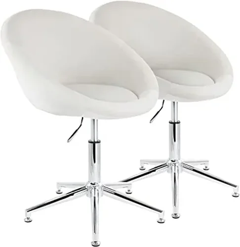 Elama ELM-241A-WHT Adjustable Velvet Accent Chair With Chrome Finish