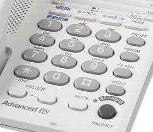 Panasonic KX-TS208W Standard Phone - White - 2 X Phone Line