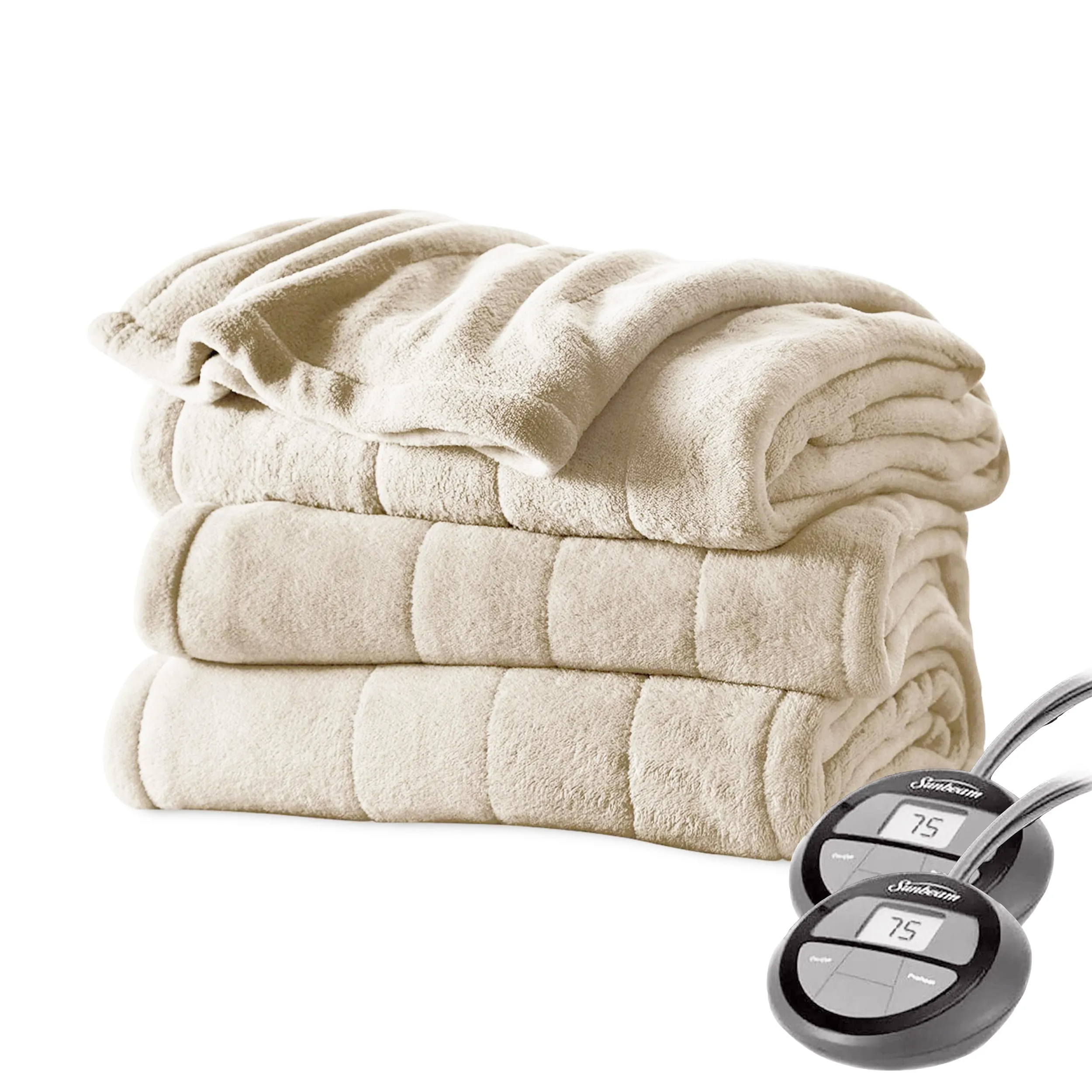 Sunbeam 2157459 King Size Electric Microplusht Heated Blanket In Seash