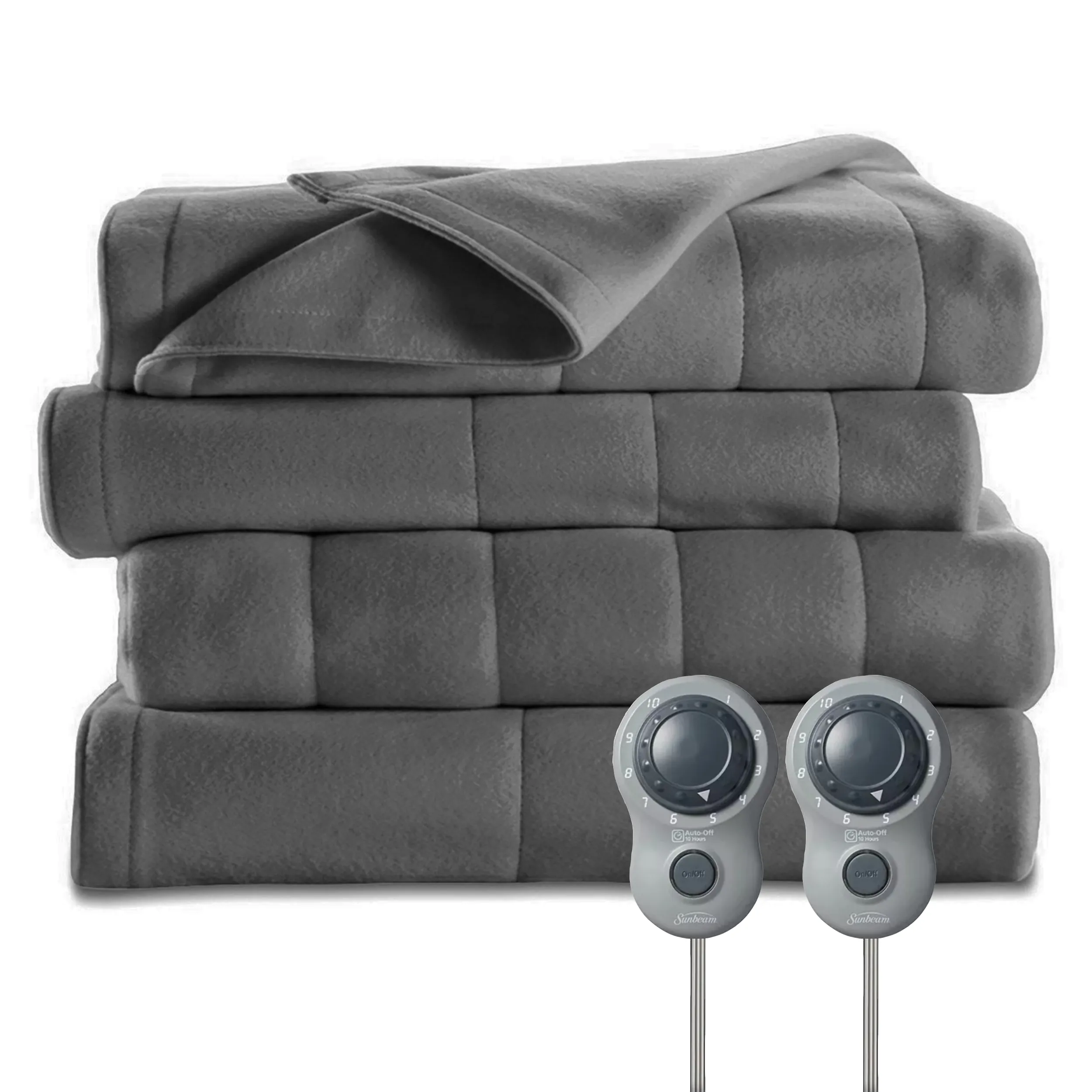 Sunbeam 2160090 King Size Electric Fleece Heated Blanket In Slate With