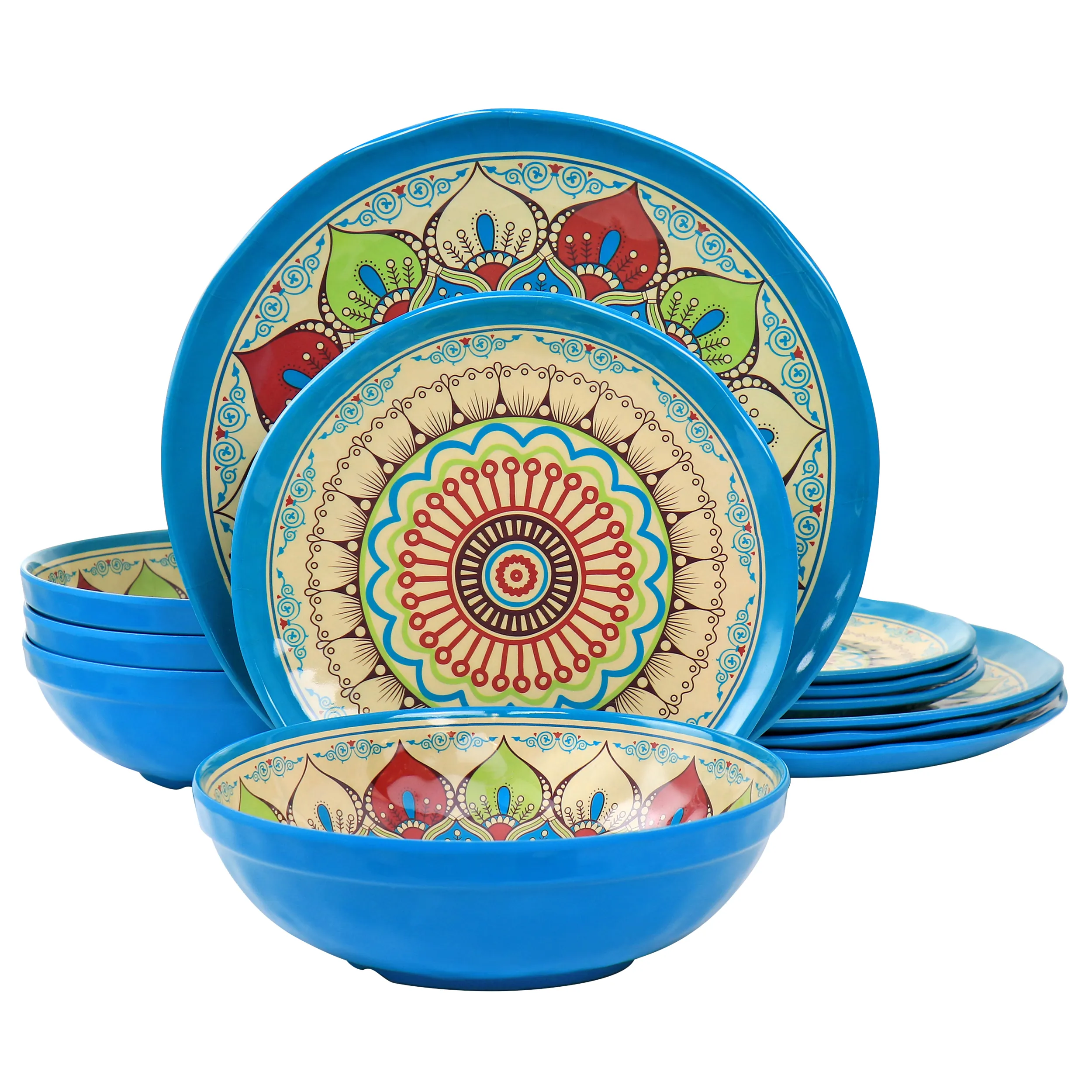 Elama EL-CAMILLA Camilla 12 Piece Melamine Dinnerware Set