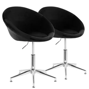Elama ELM-241A-BLK Adjustable Black Velvet Swivel Accent Chair With Ch