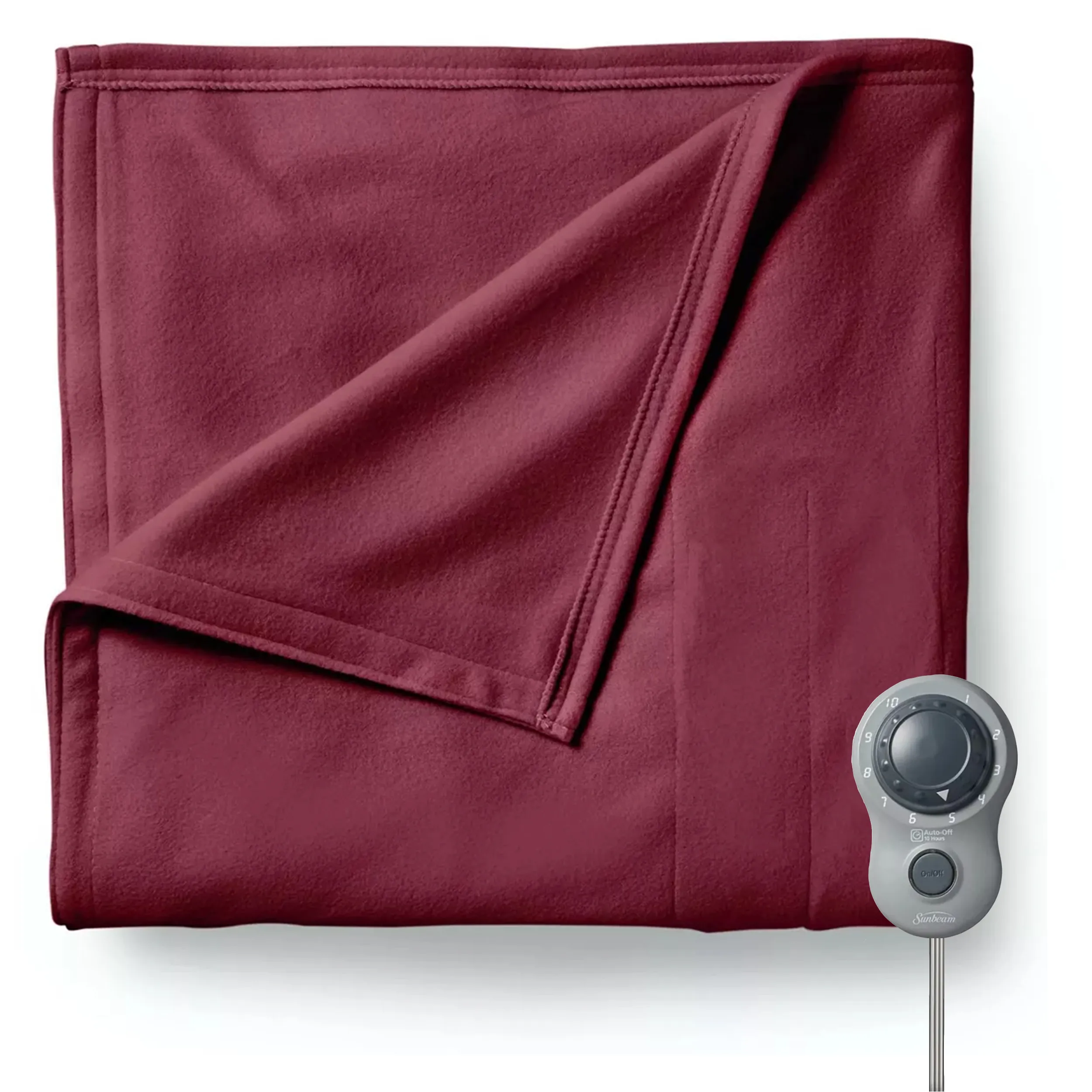 Sunbeam 2152513 Full Size Electric Fleece Heated Blanket In Garnet