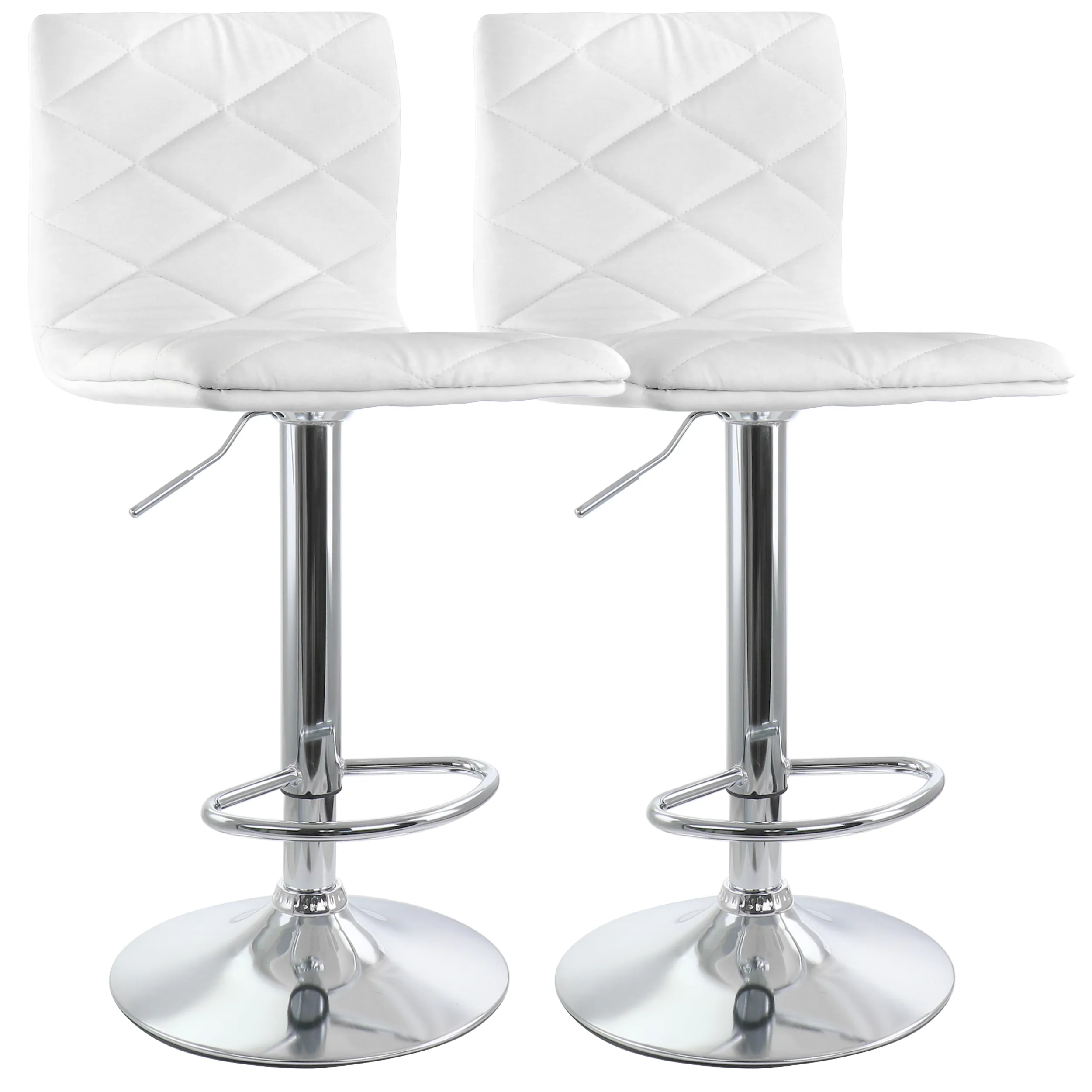 Elama ELM-739-WHT 2 Piece Adjustable Diamond Tufted Faux Leather Bar S