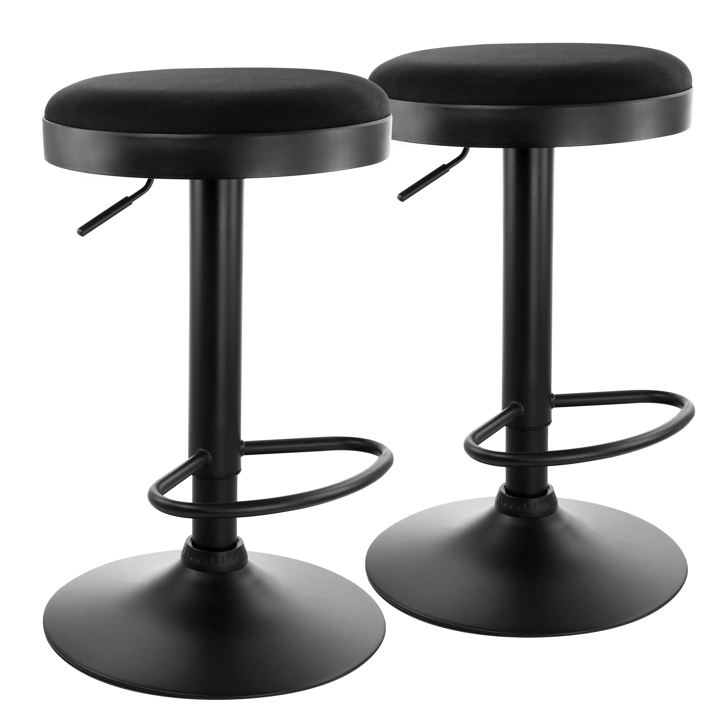 Elama ELM-7229-BLK Stylish Adjustable Black Fabric Bar Stool Set Of 2