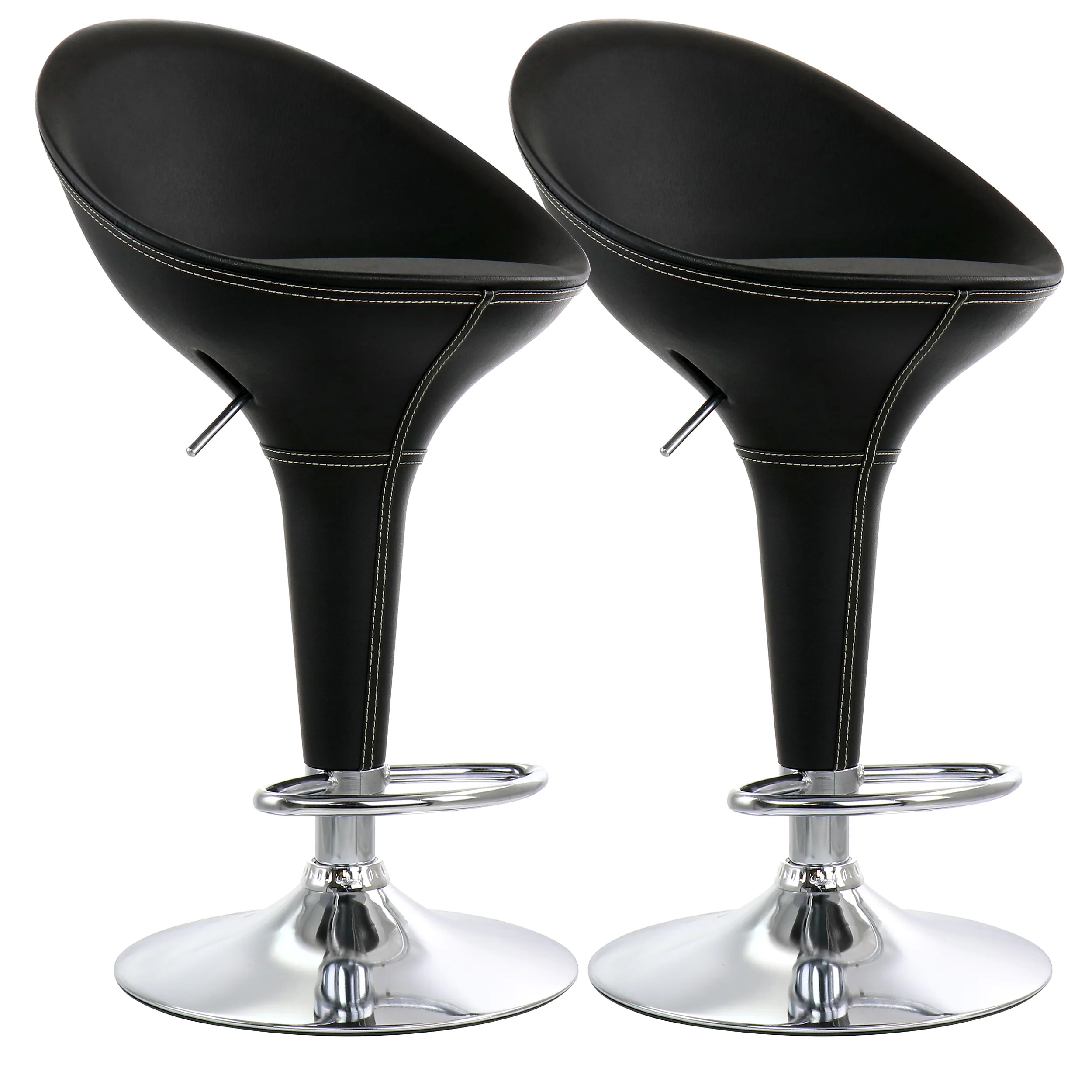 Elama ELM-513-BLK Adjustable Black Plastic Bar Stool With Chrome Base