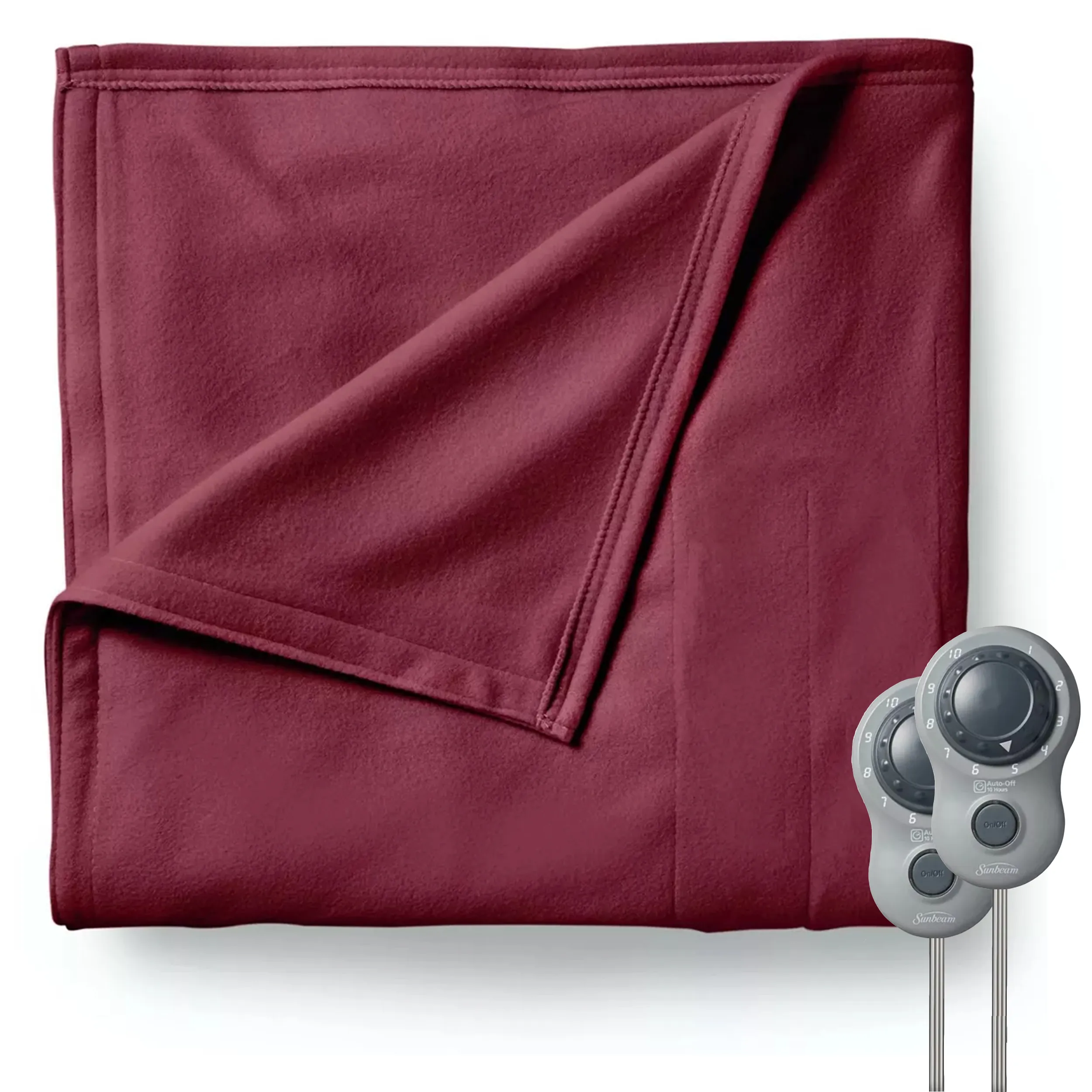 Sunbeam 2152493 Electric Fleece Heated Blanket - Queen Size, Garnet