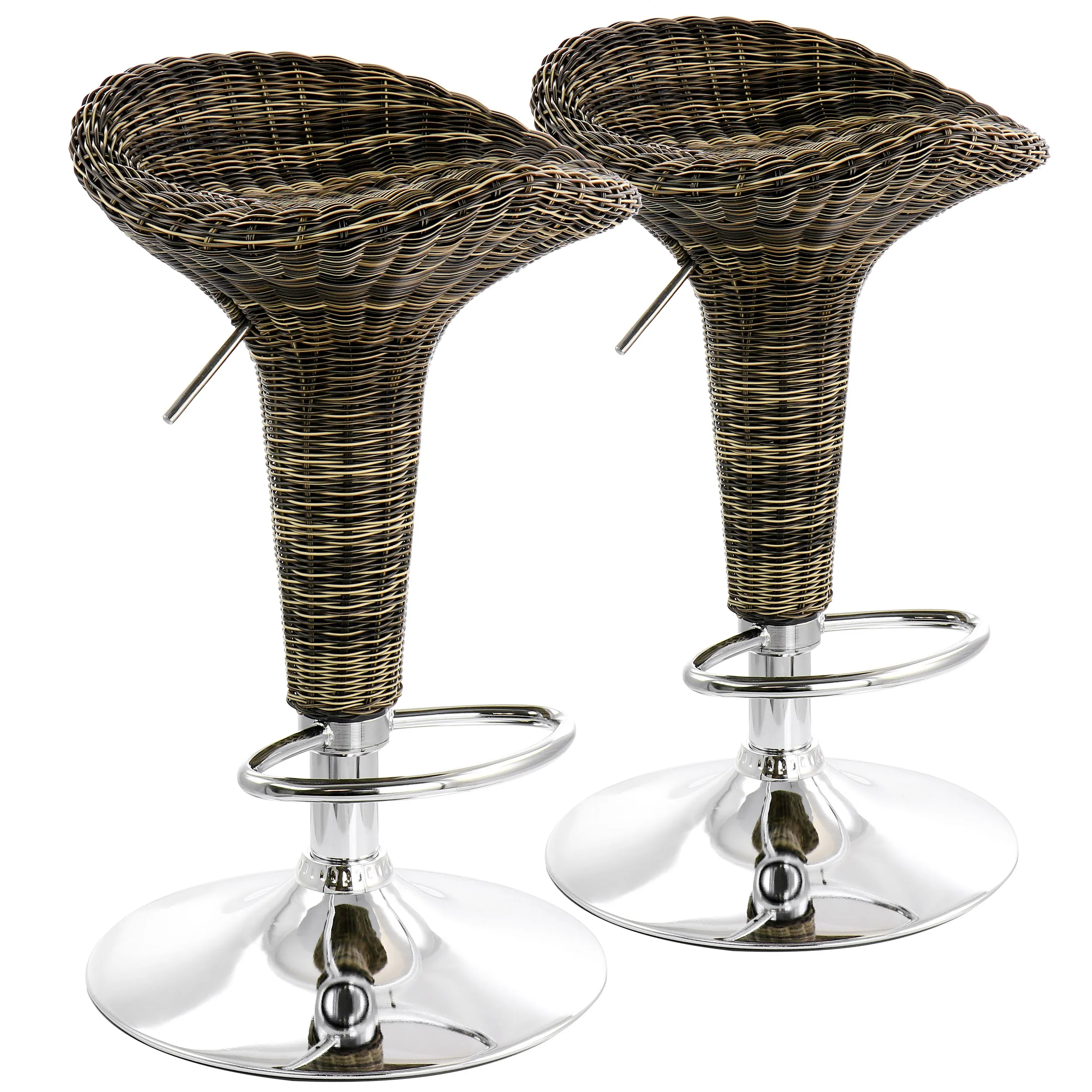 Elama ELM-902-BROWN Adjustable Wicker Saddle Seat Bar Stools - 2 Piece