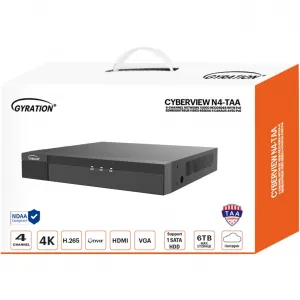 Gyration CYBERVIEWN4-TAA 4ch Nvr H.265 4k No Hdd  Poe, 1 Sata Interfac